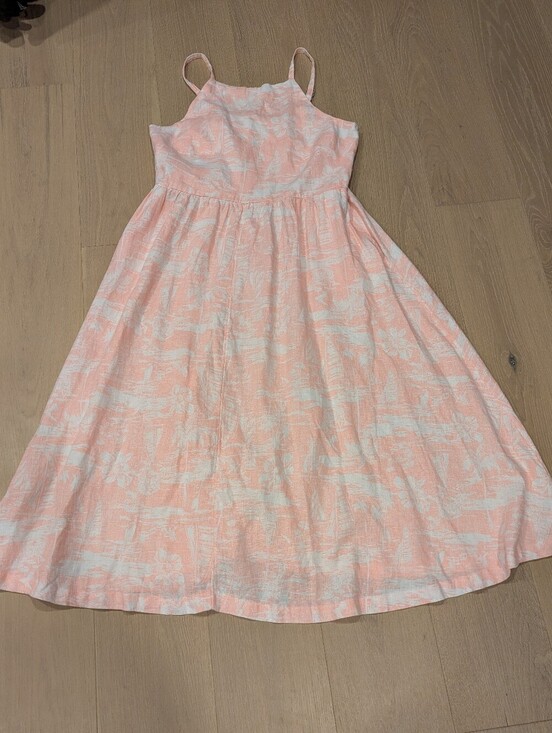 Lands' End Dresses & Skirts - Lands' End Peach and White Linen Dress